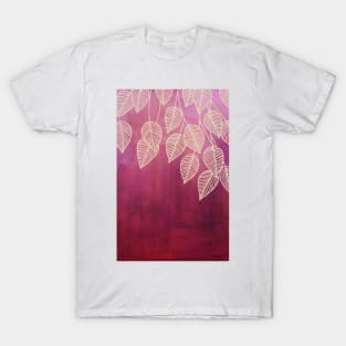 Magenta Garden - watercolor & ink leaves T-Shirt